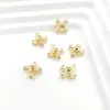 Pingente de cruz folheado a ouro, com forte retenção de cor, com zircônia microincrustada, contas separadoras de quatro cantos, acessórios para pulseira e colar DIY de pérolas