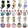 20 Colgantes de Animal Gatito Estilo Dibujo Animado de Aleación Esmaltada Accesorios para Pulsera Llavero DIY