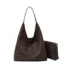 Bolsa tote tecida de cor sólida de alta qualidade para mulheres, grande capacidade, alça de ombro larga, bolsa de ombro única, simples, para o dia a dia, versátil, bolsa feminina retrô