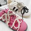Cadarço decorativo fivela tridimensional arco buraco sapatos decorativo pérola frisado moda coreano telefone móvel pingente acessórios