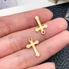 10 Tipos de Colgantes Pequeños Estampados de Acero Inoxidable, Trébol de Cuatro Hojas Dorado, Cruz, Luna, Estrellas Colgantes, Accesorios para Pulseras DIY