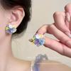 Aretes de Cristal Tejido de Flor Estilo Vacaciones Junto al Mar Bordados a Color Aretes Blancos Dulces Frescos de Primavera y Verano para Mujer