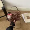Bolsa de mão com nó de laço de bolinhas em veludo camurça estilo retrô, bolsa de ombro, bolsa de corrente fashion, nova bolsa caixa da moda