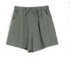 Verano Nuevo Sueltos Lino Algodón Lino Talla Grande Estudiante Deportes Casual Pantalones Cortos Mujer Pierna Ancha Suministro Directo de Fábrica
