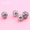 Prata S925 Bola Oca Moeda de Cobre Contas Redondas Espaçador Passepartout Furo Horizontal Contas Redondas Acessórios para Pulseira DIY