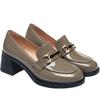 Mocassins de couro envernizado femininos primavera salto médio sapatos de couro 2023 novos sapatos femininos de salto grosso sapatos femininos de meia-idade sapatos de boca profunda sapatos de camada única