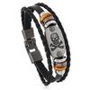 Hebilla de Perlas Transfronteriza Europea y Americana Pulsera de Piel de Vaca Joyería de Cuero Punk Calavera Retro para Hombres Fabricantes