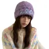 Gorro de Punto Urbano Bordado con Letra Estilo Coreano para Otoño e Invierno, Hace que la Cara se Vea Más Pequeña, Circunferencia de Cabeza Grande, Gorro de Lana, Gorro para Clima Frío para Mujer