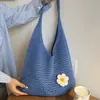 Bolso tejido 2026 nuevo de gran capacidad para vacaciones en la playa, con correa para el hombro, hilo de algodón y diseño de malla hueca para mujer