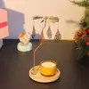 Velas Aromáticas em Estoque Transfronteiriças, Redondas Pequenas 9,5cm Base de Bambu Suporte de Vela Magnético Giratório Carrossel
