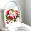 Adhesivo Decorativo para Tapa de Inodoro de Dibujos Animados Lindo de Papá Noel Sosteniendo un Osito Blanco, Decoración Removible para Tapa de Inodoro de Baño