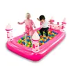Barandilla de Cama Inflable Personalizada para Niños Castillo Rosa Cama Antigolpes Colchoneta de Aire Portátil para Exteriores Hogar Piscina de Pelotas