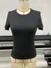 2025 Amazon Europeo y Americano Nueva Camiseta de Mujer Look Adelgazante Cuello Redondo Ajustada Sexy Tops de Verano Ropa de Mujer