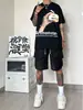 Basquete Americano Esportes Shorts Masculino Verão Preto e Branco Costura Design Sense Calças Retas Joelho-comprimento Macacão