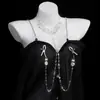 Accesorios Sexys Cadena Corporal para Bikini con Pedrería de Lujo, Colgante de Corazón con Lazo de Diamante, Cadena para el Pecho, Cadena para la Cintura para Mujer