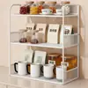 Estante de almacenamiento para tazas, organizador de escritorio para vasos de agua y tazas de té, bandeja para mesa de comedor, elegante y práctico para uso doméstico, portavasos de doble capa con drenaje
