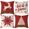 Amazon Transfronterizo Temu Nuevo Cojín de Almohada Navideño Decoración para el Hogar Felpa Corta Lino Funda de Almohada Estampada