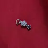 Pingente pequeno de flor em prata de lei S925 Charm sólido de flor de pêssego Fio para pulseira DIY Contas Acessórios de joia de prata Materiais