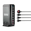 Estação de Carregamento de Mesa de Nitreto de Gálio de 8 Portas Carregador de Laptop Carregador de Alta Potência Multi-Porta PD100W 500W