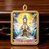 Fábrica de origem projeta e personaliza thangkas de lótus Guanyin pintados a ouro, várias correntes de suéter com estátuas de Buda e pingentes de Guanyin de quatro braços