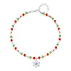 Collar Navideño de Perlas de Arroz con Colgante de Árbol de Navidad y Copo de Nieve, Bloques de Color Retro, Transfronterizo Europeo y Americano, para Fiesta Navideña de Mujeres