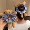 Lindo Oso de Peluche a Cuadros Goma para el Cabello Oso 3D Estilo Perezoso Goma para el Cabello para Mujeres Chongo Bajo Banda Elástica Cuerda para el Cabello