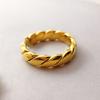 Cross-border Novo 18K Ouro Real Galvanizado Bambu Dourado Anel de Abertura Feminino Europeu e Americano Ins Personalidade Exagerada Anel de Dedo Masculino