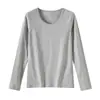 Ropa interior de algodón puro para mujer de otoño, primavera y otoño, color liso, pieza única, camiseta base, suéter de algodón, top fino