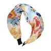 Nuevo Tocados y Accesorios para el Cabello Transfronterizos Europeos y Americanos, Elegante Diadema de Tela Nudada con Estampado Floral de Ala Ancha para Mujer