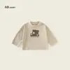 2025 Roupas Infantis Outono Novo Estilo Infantil Estilo Coreano Moletom de Outono Camiseta de Manga Longa Respirável Amiga da Pele Camiseta Básica para Meninos e Meninas