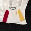 Camiseta de Manga Larga para Bebé, Bloques de Color Primavera/Otoño, Rojo Verde Amarillo de Color Contrastante, Patrón de Dibujos Animados, Amigable con la Piel, Versátil