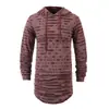 Comércio Exterior Primavera e Outono Novo Masculino T Casual Moda Distintivo Buraco Cor Sólida Versátil Comprimento Médio Cordão Com Capuz Esportivo Manga Longa