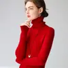 Camiseta básica 100% cashmere puro, suéter de cashmere outono e inverno para mulheres, gola alta, pulôver slim fit, camiseta básica curta
