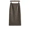 Falda midi de estampado de leopardo para mujer, moderna, nueva colección otoño/invierno 2026, estiliza la figura, versátil, con caída fluida, que se ajusta a la cadera, casual, con abertura, corte recto