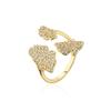 Aogu luz de luxo banhado a cobre banhado a ouro 18K zircão geométrico anel aberto feminino design sentido nicho pulseira fornecimento transfronteiriço