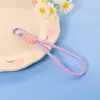 Pin Frijol Tejido a Mano Corto Lanyard para Llaves Llavero de Muñeca Simple Colgante de Bolsa de Color Material Accesorios