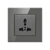 Hong Kong e Macau Exportador Vidro Cinza USB com Painel de Cinco Furos Fabricante Atacado Doméstico Duplo Transfronteiriço Multifuncional Tipo 86