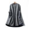 Casaco Cardigan de Comprimento Médio com Gola Redonda e Manga Três Quartos para Mulheres 2026 Outono e Inverno Novo Estilo Coreano Moda Tendência Casaco para Mulheres
