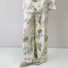 2026 Pantalones Nuevos de Algodón y Seda Verano Pantalones de Pijama de Algodón y Seda para Mujer Cintura Alta Pierna Ancha Estilo Delgado Se Pueden Usar Solos o Fuera de Casa Pantalones