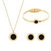 Collar de trébol de acero de titanio, aretes de botón, pulsera, madreperla, juego de trébol, color inalterable, elegante, joyería de alta gama
