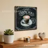 Letrero de hojalata vintage personalizable para café, forma cuadrada, 20x30cm, letrero de metal para decoración de pared de cafetería o bar