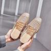 Zapatillas de Malla Jinbukang Zapatos de Mujer Baotou Verano Nueva Moda para Exterior Diamantes de Imitación Tacón Grueso Huecas Transpirables Sandalias