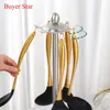 Conjunto de Utensílios de Cozinha de Silicone em Aço Inoxidável de Sete Peças, Resistência a Alta Pressão, Não Deformável, Ferramentas de Cozinha Coloridas Revestidas de Titânio, Colher e Espátula para Cozinhar