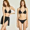 Traje de Banho Dupla Peça Sexy Hottie Verão 2025 Novo Estilo Coreano Conservador Emagrecedor Cobertura da Barriga Cintura Alta Para Seios Pequenos Sem Alças Costas Nuas