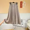 Calça-Saia Fresca com Toque de Algodão, Calça Wide Leg com Caimento Solto, Adequada para Usar em Casa e Passeios ao Ar Livre, Saia Longa A-Line Floral Emagrecedora