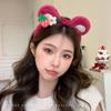 Bonita diadema de peluche con forma de oso de fresa 2023, diadema para lavarse la cara, otoño e invierno, nueva diadema especial con mascarilla de horquilla