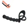 Para hombres y mujeres, usar bolitas anales de silicona, tapón anal, anillo de doble orificio, anillo de bloqueo, anillo de bloqueo de semen, adulto