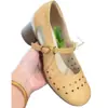 Sandalias Nuevas de Exportación Primavera/Verano 2026 con Corte Hueco, Punta Redonda, Tacón Bajo y Grueso, Suela Suave, Calzado Cómodo para Mujer para Comercio Transfronterizo