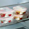 Fiambrera de Vidrio Calentable en Microondas Horno Borosilicato Crujiente Fiambrera para Oficina