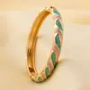 Nuevo Pulsera de Esmalte Estilo Chino, Pulsera de Esmalte Colorida Chapada en Oro, Pulsera de Esmalte Floral Tradicional China